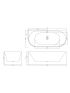 1700mm Back To Wall Grooved Ripple Oval Gloss White Acrylic Bathtub