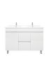 1200mm 2-Door 4-Drawer Freestanding With Legs Gloss White Finish Bathroom Vanity Cabinet Only