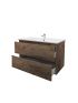 900mm Wall Hung Bathroom Vanity Dark Oak Wood Grain 2 PAC Coating MDF Board