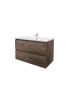 900mm Wall Hung Bathroom Vanity Dark Oak Wood Grain 2 PAC Coating MDF Board