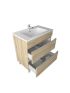 750mm Freestanding Bathroom Vanity With Legs White Oak Wood Grain 2 PAC Coating MDF Board 