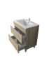 750mm Freestanding Bathroom Vanity With Legs White Oak Wood Grain 2 PAC Coating MDF Board 
