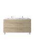 1500mm Freestanding With Legs Bathroom Vanity White Oak Wood Grain 2 PAC Coating MDF Board with Double Bowl