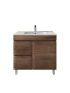 900MM Dark Oak MDF Bathroom Vanity Left Drawers Free Standing Cabinet Only