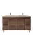 1500MM Dark Oak MDF Bathroom Vanity 4 Side Drawers 2 Middle Doors Free Standing Cabinet Only