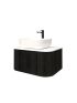 750mm Bottega Oak Wall Hung Bathroom Vanity with Curved Edge and V-Grooved Design MDF Cabinet Only
