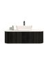 1200mm Bottega Oak Wall Hung Bathroom Vanity with Curved Edge and V-Grooved Design MDF Cabinet Only