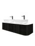 1500mm Bottega Oak Wall Hung Bathroom Vanity with Curved Edge and V-Grooved Design MDF Cabinet Only