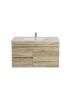 900MM White Oak MDF Bathroom Vanity Left Drawers Wall Hung Cabinet Only