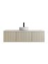 1500mm Slim Coastal Oak Wall Hung Bathroom Vanity 2 Drawers Grooved MDF Cabinet Only