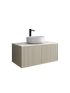 900mm Coastal Oak Wall Hung Bathroom Vanity Right Drawer Grooved MDF Cabinet Only