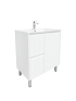 750mm Freestanding with legs  PVC Matte White Ribbed Design With Right Hand Drawers Bathroom Vanity Cabinet Only