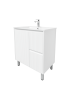 750mm Freestanding with legs  PVC Matte White Ribbed Design With Left Hand Drawers Bathroom Vanity Cabinet Only