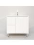 900mm Freestanding with legs  PVC Matte White Ribbed Design With Left Hand Drawers Bathroom Vanity Cabinet Only