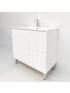 900mm Freestanding with legs  PVC Matte White Ribbed Design With Right Hand Drawers Bathroom Vanity Cabinet Only